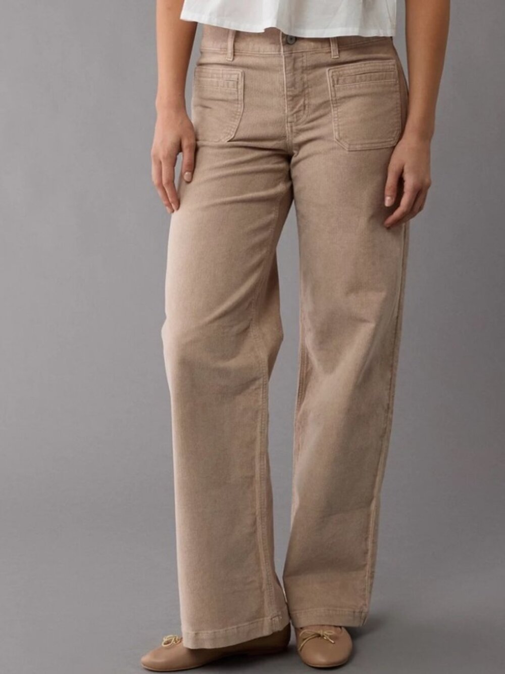 AMERICAN EAGLE low rise baggy wide leg corduroy jeans (4 short)